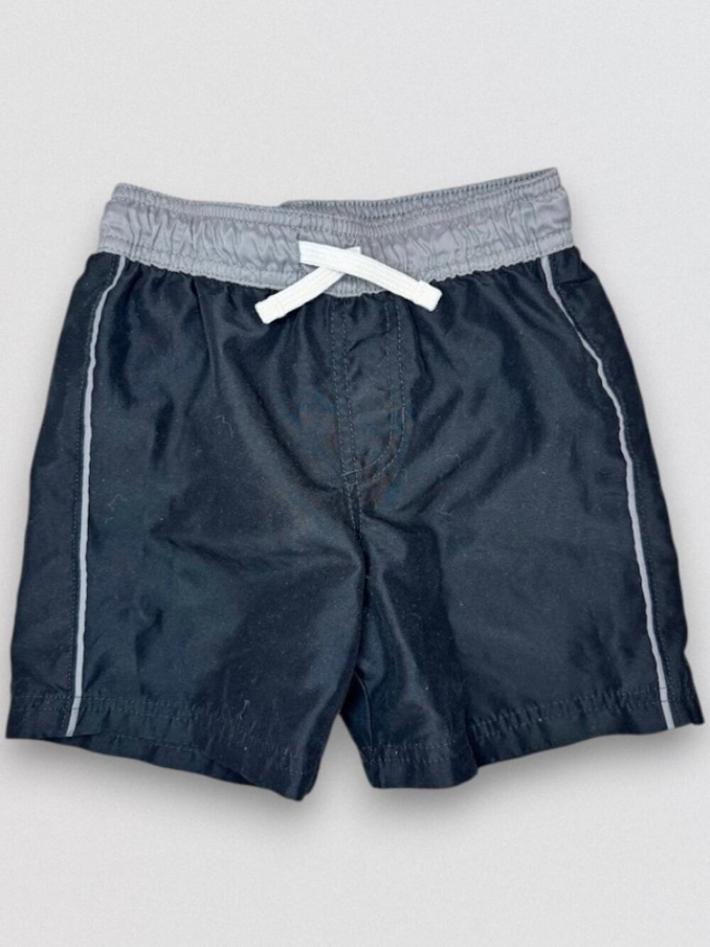 Boys Black Gray Swim Trunks Mesh Lined Drawstring Swim Shorts XS 4 5